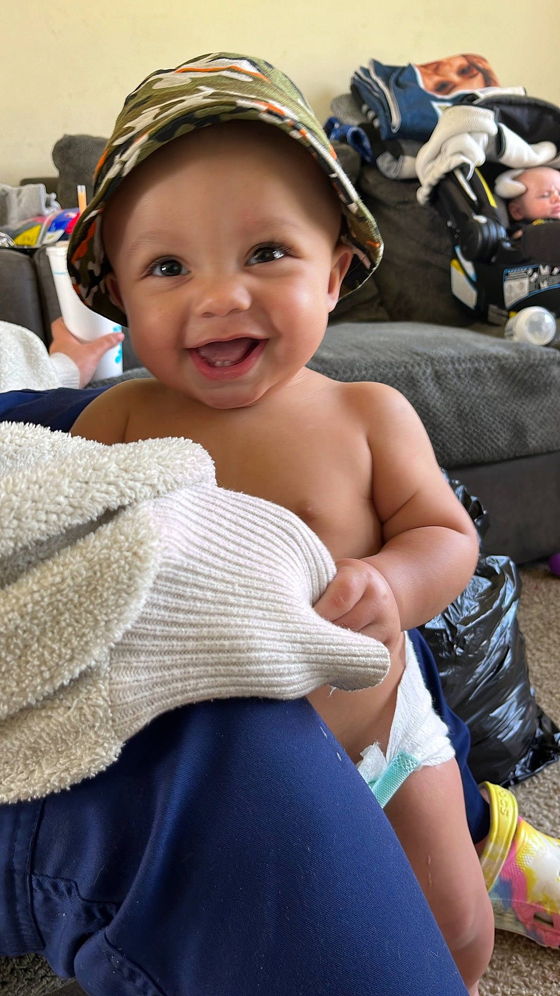 Armaní joined the competition — help win amazing prizes! abdomen, baby, cap, chest, child, event, fashion_accessory, fun, hairstyle, happy, headwear, human_leg, joy, leisure, navel, person, shorts, sitting, skin, smile