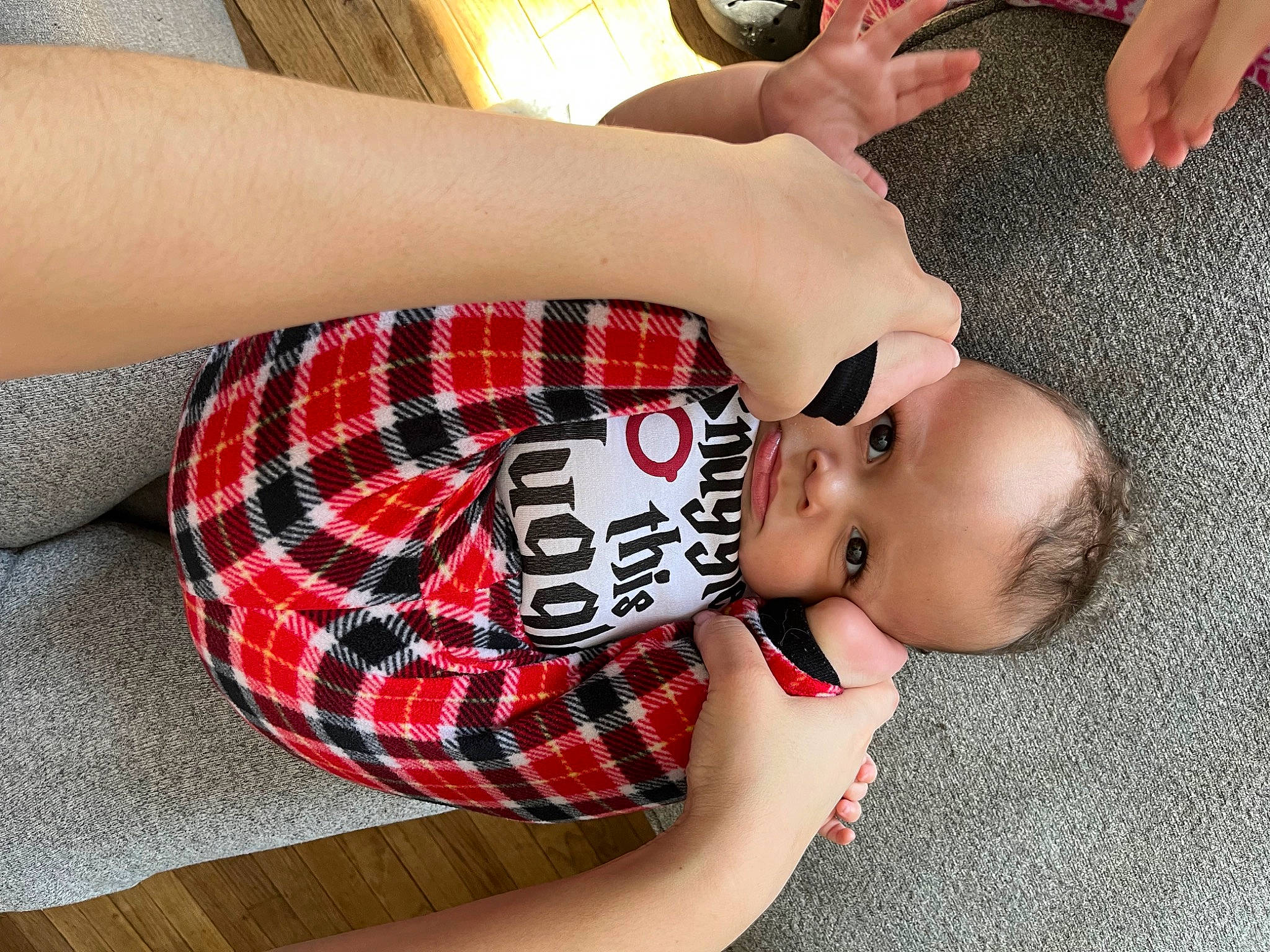 Armaní joined the competition — help win amazing prizes! abdomen, baby, chest, comfort, elbow, finger, human_leg, joint, knee, muscle, nail, pattern, person, plaid, tartan, thigh, toddler, toy, trunk, wood