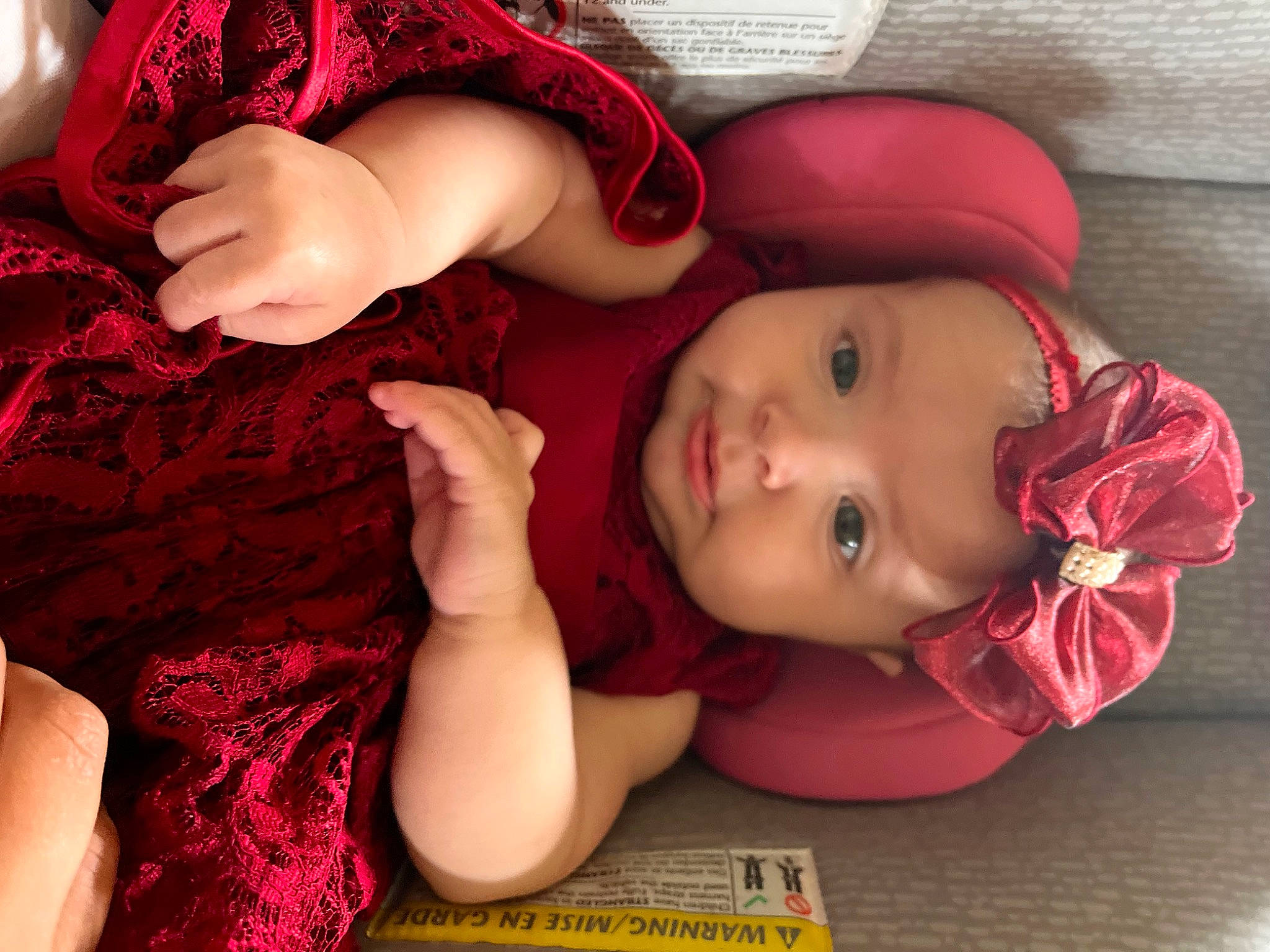 Khrislyn joined the competition — help win amazing prizes! baby, baby_toddler_clothing, cheek, eye, eyelash, face, finger, gesture, hand, happy, head, headwear, lip, mouth, nail, nose, person, pink, red, skin