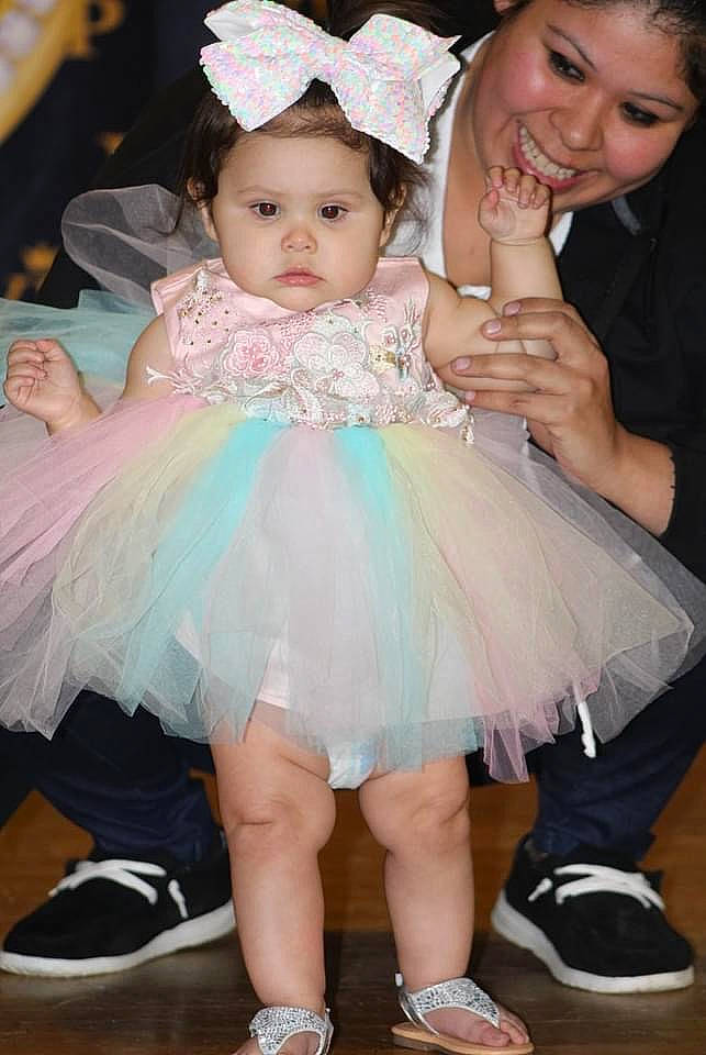 Avianna is registered to the contest to win money with this photo: baby, baby_toddler_clothing, blue, clothing, dress, eye, face, facial_expression, flash_photography, gesture, hairstyle, happy, head, human, iris, joy, person, photograph, pink, skin