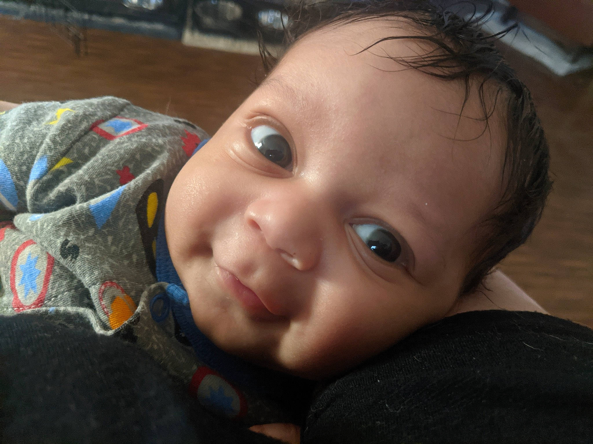 Eli is registered to the contest to win money with this photo: baby, baby_toddler_clothing, cheek, child, eyebrow, eyelash, flash_photography, forehead, fun, grass, happy, iris, lip, mouth, nose, person, skin, smile, toddler, tree