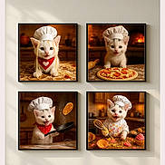 Ozzy is registered to the contest to win money with this photo: adorable, baking, cat, chef, chef_hat, cooking, countertop, cupcake, cute, flour, food, indoors, kitchen, kitten, pancake, pizza, playful, red_bandana, whisk, wooden_rolling_pin