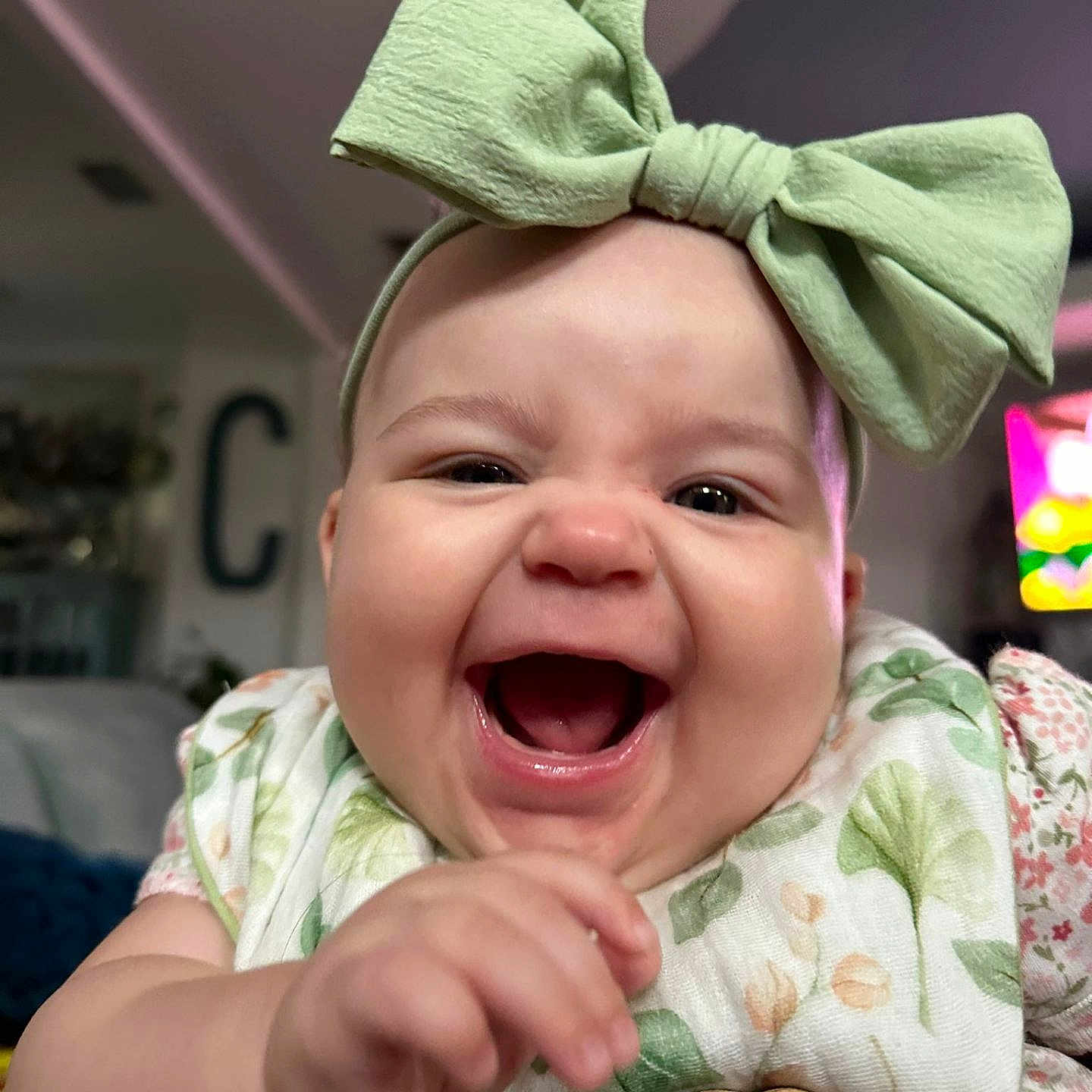 Lilyanna joined the competition — help win amazing prizes! baby, babylaughing, clothing, face, happy, head, laughing, person, photography, portrait, scarf, smile