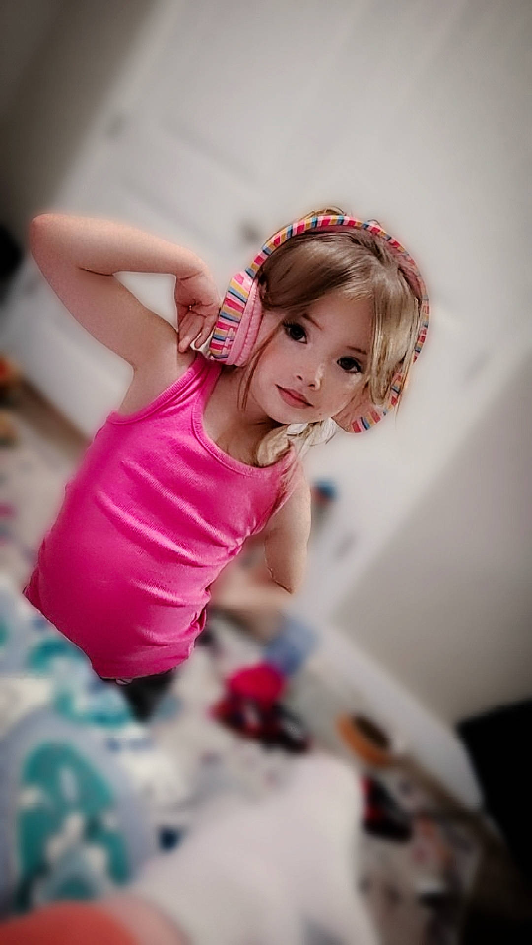 Chevy is registered to the contest to win money with this photo: abdomen, brown_hair, child, dress, elbow, event, fashion_design, flash_photography, fun, happy, human_leg, leisure, magenta, person, portrait_photography, room, sitting, smile, thigh, toddler