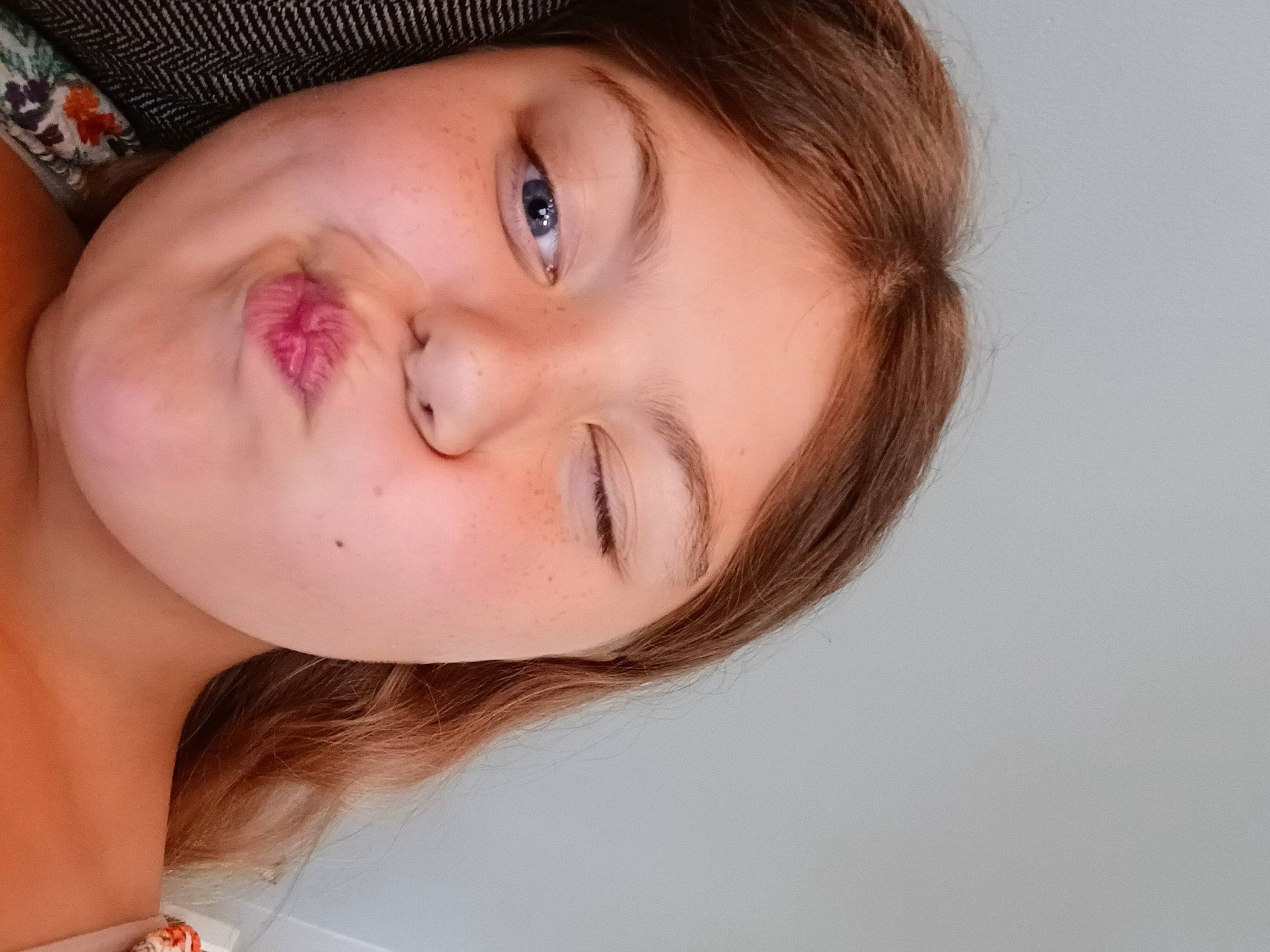 Mckenzie is registered to the contest to win money with this photo: cheek, chin, ear, eye, eyebrow, eyelash, face, flash_photography, forehead, gesture, happy, headgear, iris, jaw, lip, mouth, neck, nose, person, skin