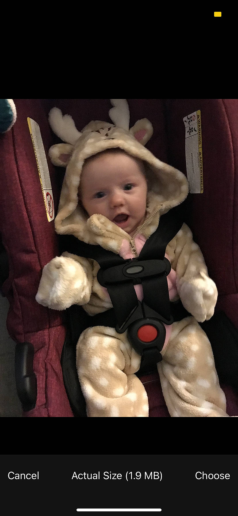 Renee is registered to the contest to win money with this photo: baby, baby_carriage, baby_products, baby_toddler_clothing, cap, car_seat, cheek, child, chin, comfort, eye, fashion_accessory, happy, headwear, lap, mouth, nose, person, sitting, skin