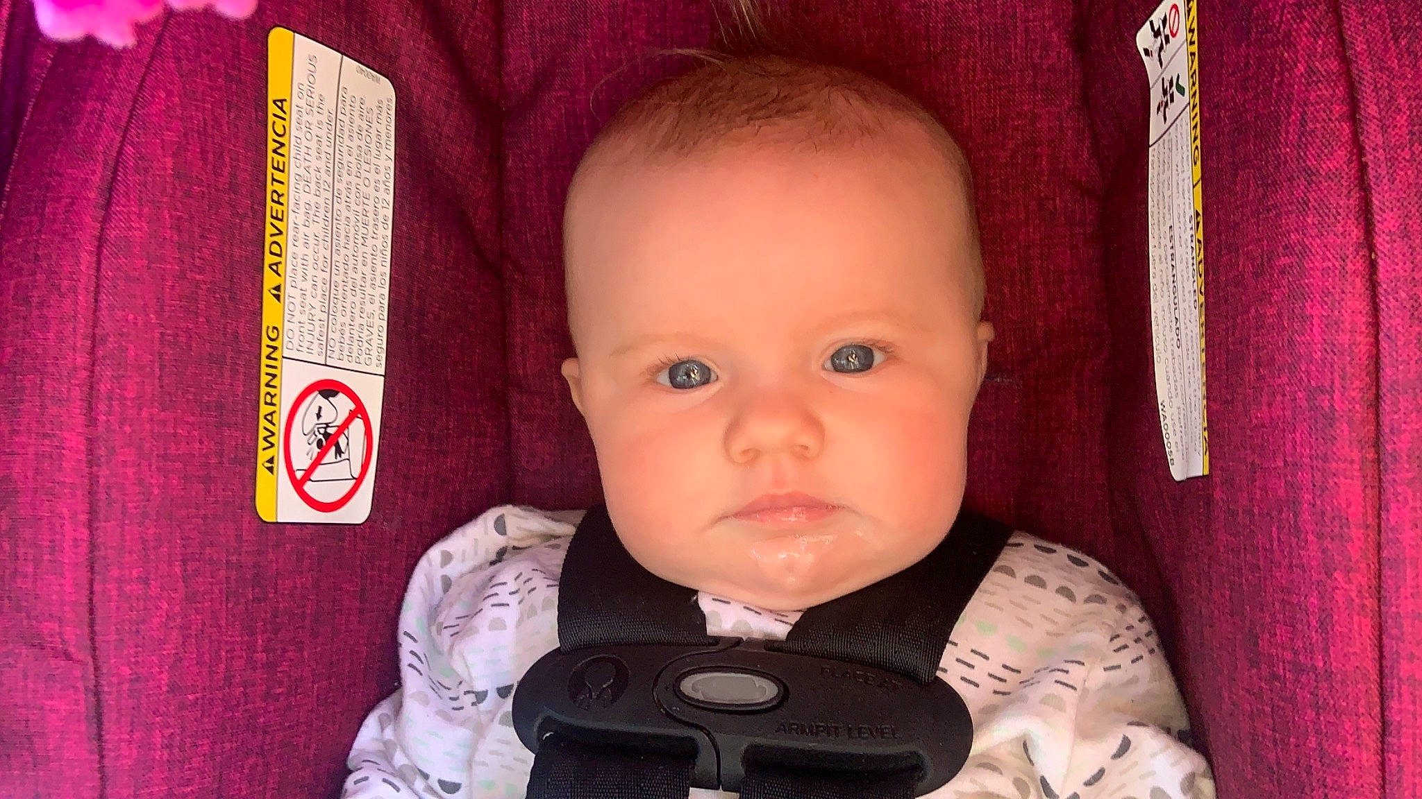 Renee is registered to the contest to win money with this photo: baby, baby_products, baby_toddler_clothing, cheek, child, chin, eyelash, happy, hearing, human, linens, lip, magenta, nose, person, pink, skin, sleeve, smile, textile