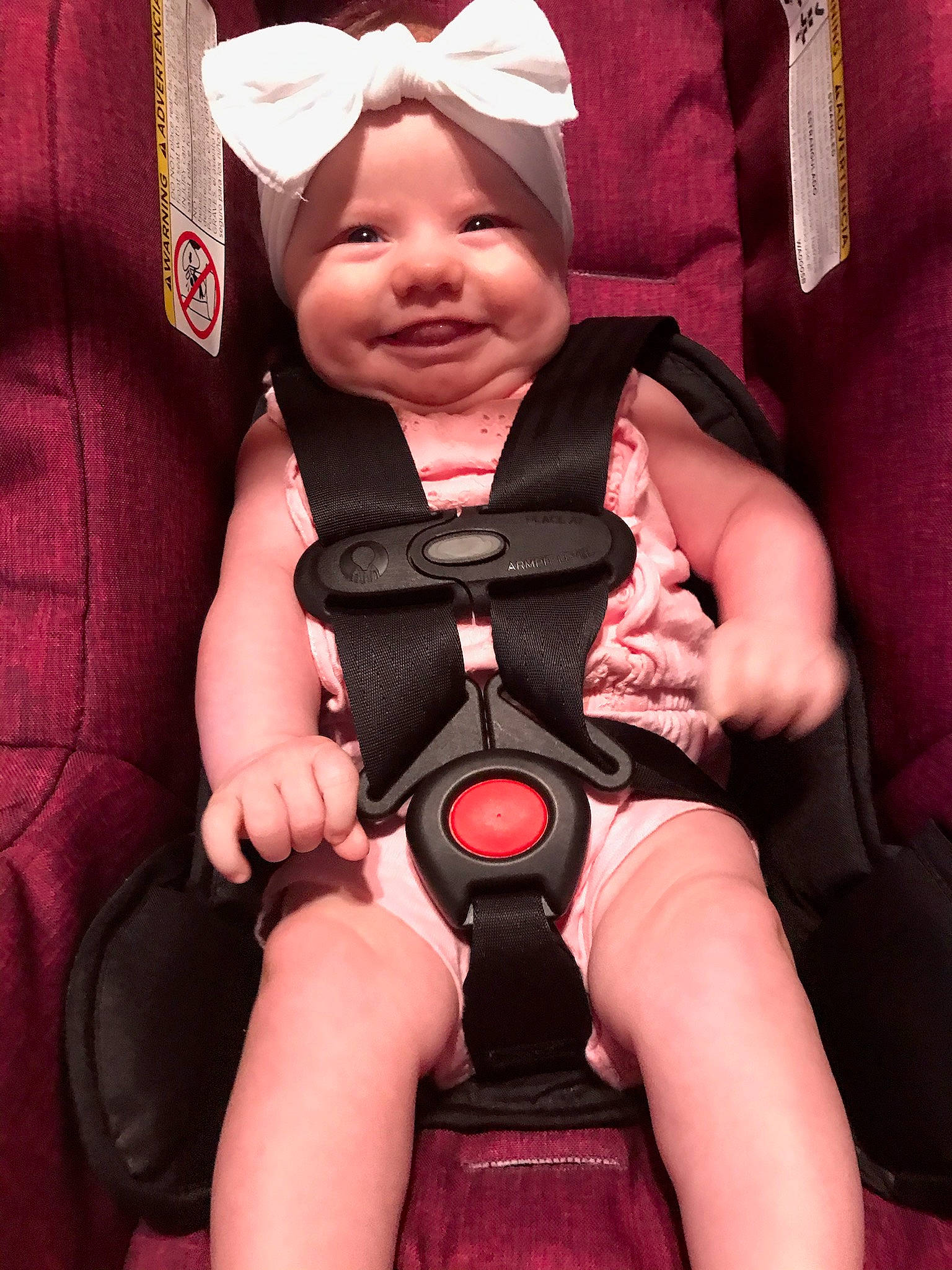 Renee joined the competition — help win amazing prizes! auto_part, baby, baby_products, baby_toddler_clothing, beauty, carmine, child, comfort, finger, fun, happy, headwear, human_leg, joy, nail, person, personal_protective_equipment, pink, sitting, smile