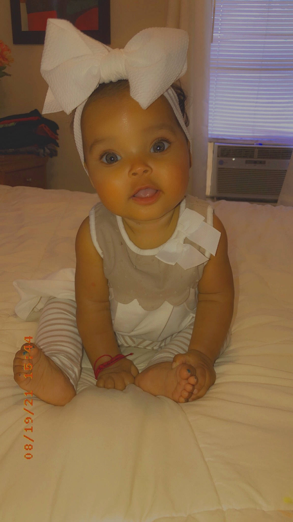 Mary joined the competition — help win amazing prizes! baby, baby_toddler_clothing, cheek, chin, comfort, dress, eye, eyebrow, finger, floor, flooring, iris, lip, mouth, nose, person, skin, sleeve, toddler, window