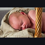 Ilya is registered to the contest to win money with this photo: newborn, baby, sleeping, blanket, basket, infant, skin, face, peaceful, rest, soft, cozy, portrait, closeup, child, natural_light, indoors, cute, young, sleep