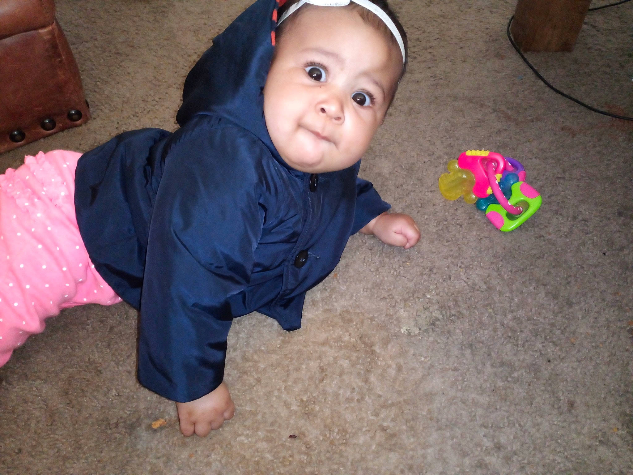 Lanna joined the competition — help win amazing prizes! baby, baby_toddler_clothing, cheek, child, crawling, head, person, pink, skin, smile, toddler