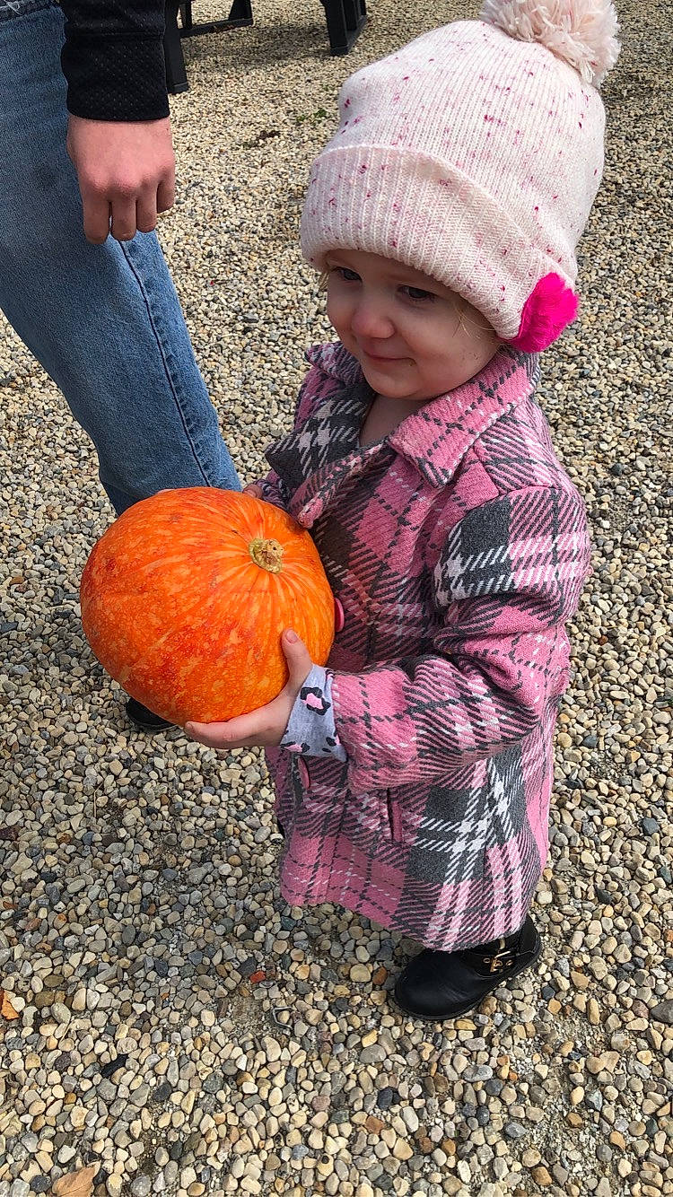 Annavaeh is registered to the contest to win money with this photo: baby_toddler_clothing, beanie, calabaza, child, cucurbita, denim, gourd, headwear, knit_cap, natural_foods, nose, orange, people_in_nature, person, produce, pumpkin, squash, toddler, vegan_nutrition, vegetable