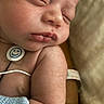 newborn, baby, sleeping, infant, closeup, skin, face, arm, hospital, monitoring_patch, wristband, blanket, peaceful, cute, child, human, healthcare, soft, rest, tired