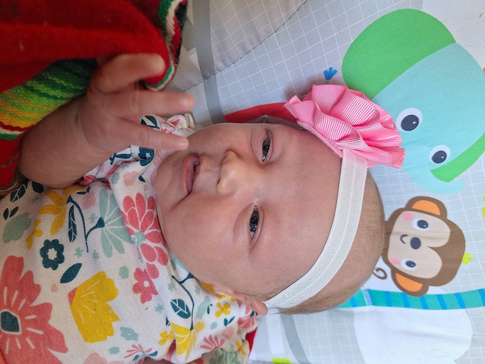 Anita joined the competition — help win amazing prizes! baby, baby_products, baby_toddler_clothing, cheek, child, eyelash, facial_expression, green, happy, hat, head, headwear, nose, people, person, pink, product, room, skin, smile