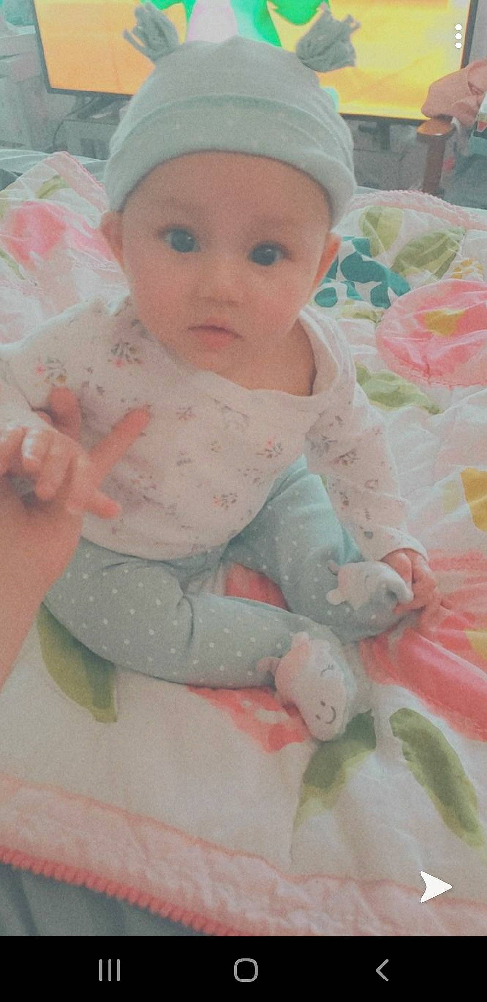 Linda joined the competition — help win amazing prizes! baby, cheek, child, headwear, person, pink, product, skin, textile, toddler