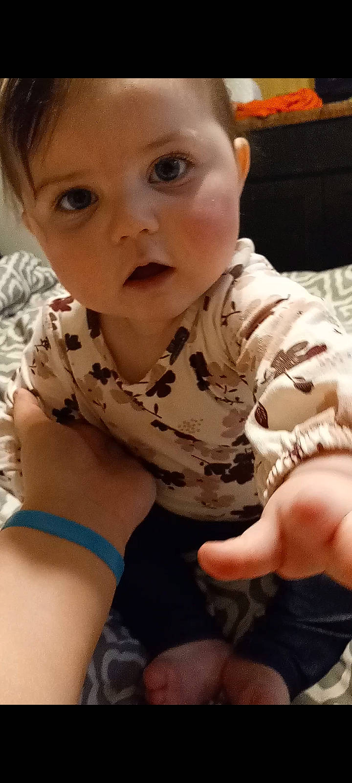 Zoie joined the competition — help win amazing prizes! baby, baby_crawling, baby_toddler_clothing, cheek, chin, comfort, crawling, eye, finger, floor, head, iris, lip, mouth, neck, nose, person, skin, sleeve, toddler