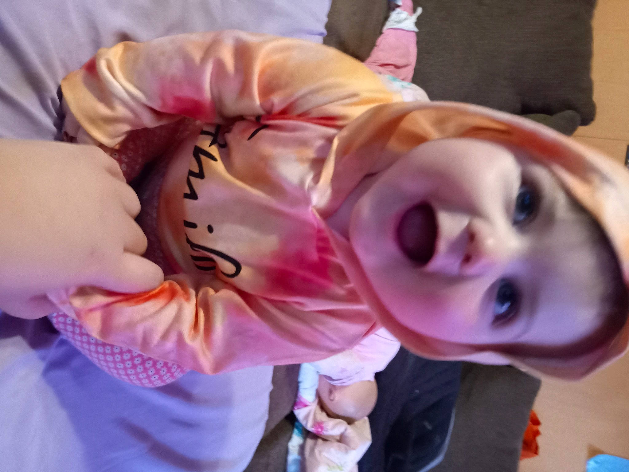 Zoie joined the competition — help win amazing prizes! bangs, child, costume, ear, eyelash, eyewear, fun, hair, hairstyle, happy, hat, headgear, hime_cut, mouth, person, pink, purple, skin, sleeve, smile