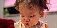 Athena joined the competition — help win amazing prizes! baby, background, child, clothing, curly_hair, cute, earrings, expression, focused, indoors, pigtails, pink, portrait, room, sitting, skin, soft_lighting, toddler, window_blinds, winnie_the_pooh