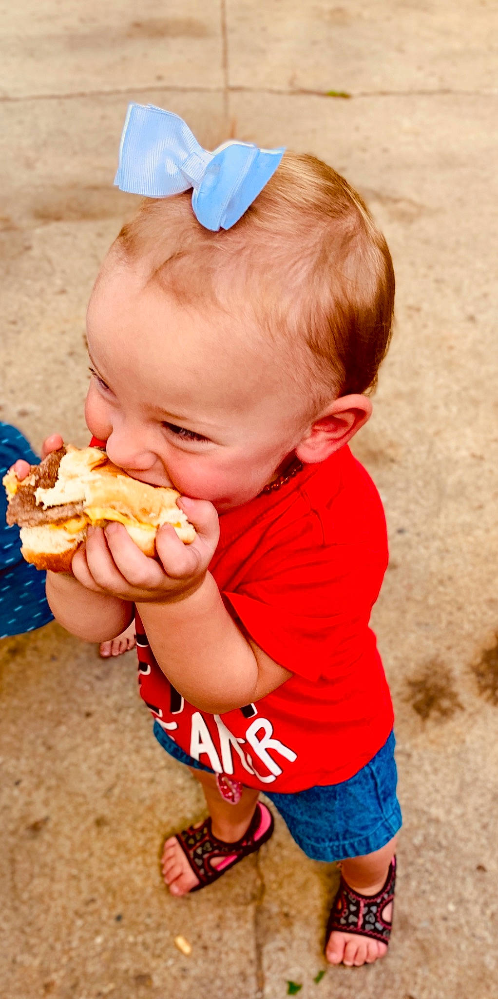 Addie is registered to the contest to win money with this photo: baby, baked_goods, child, cuisine, dessert, dish, eating, fast_food, food, ice_cream, ice_cream_cone, junk_food, neck, play, toddler