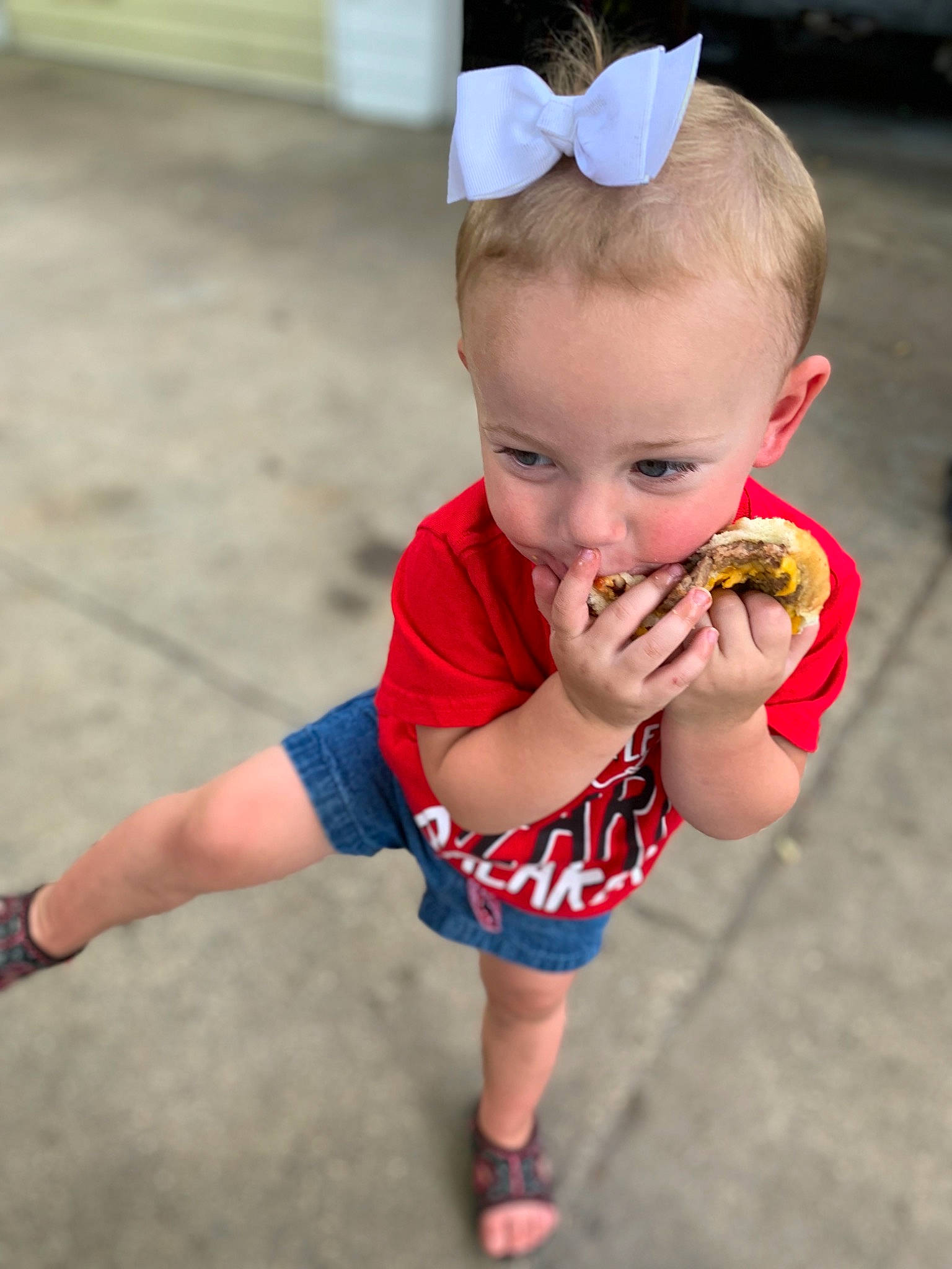 Addie is registered to the contest to win money with this photo: baby, baby_toddler_clothing, child, eating, food, frozen_dessert, ice_cream, joy, person, play, toddler, vacation