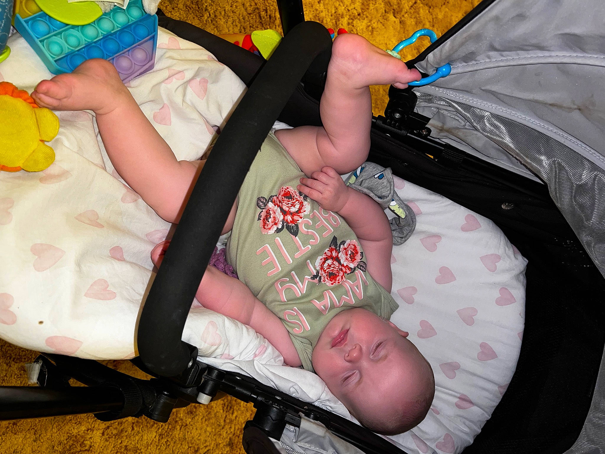 Pamela joined the competition — help win amazing prizes! baby, baby_carriage, baby_products, baby_safety, baby_toddler_clothing, child, comfort, fun, green, infant_bed, lap, pattern, person, product, sitting, sleep, thigh, thumb, toddler, yellow