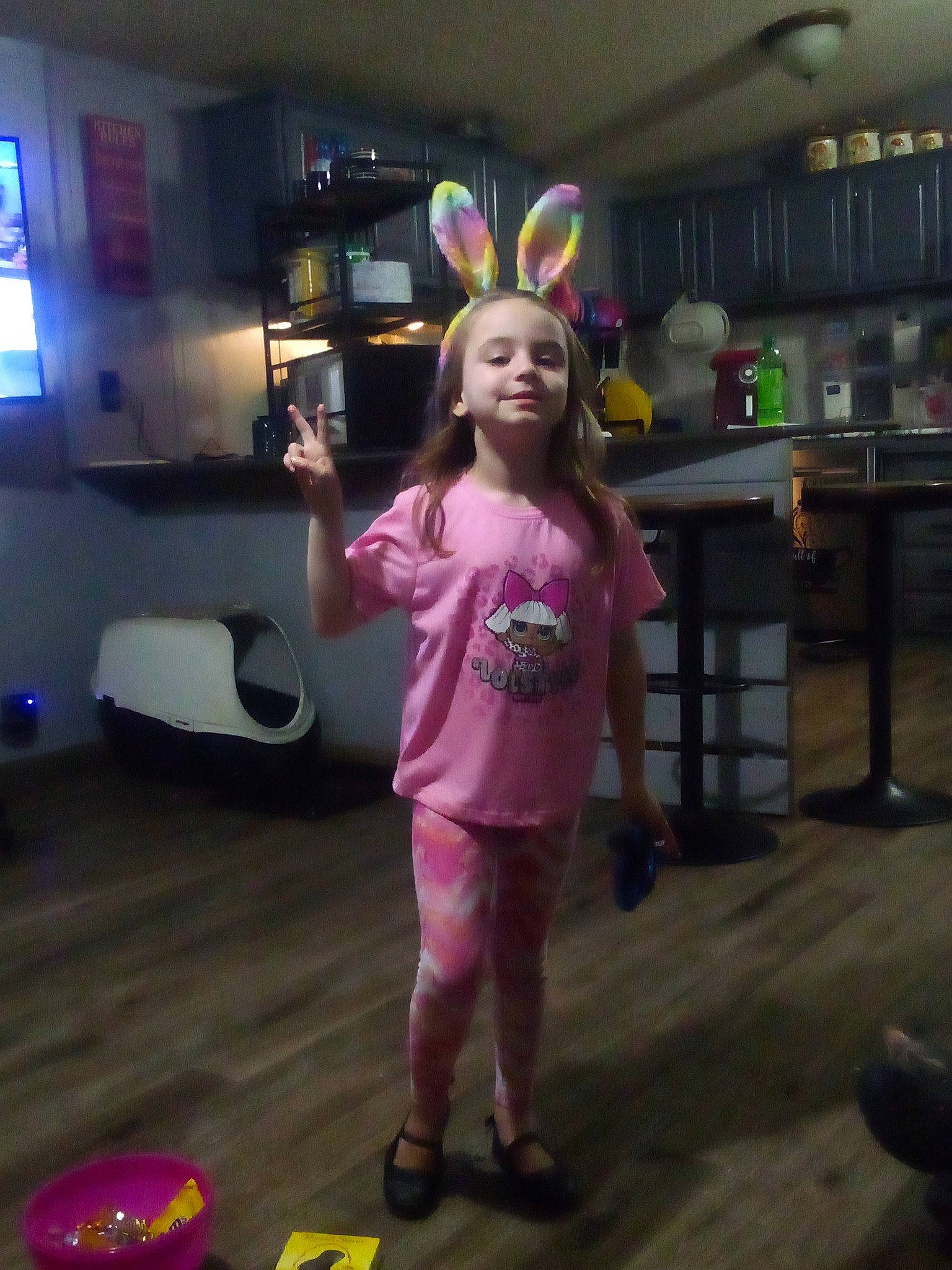 Katelyn joined the competition — help win amazing prizes! animation, chair, child, event, floor, flooring, fun, happy, joy, leisure, magenta, person, play, purple, recreation, room, sandal, smile, standing, t_shirt