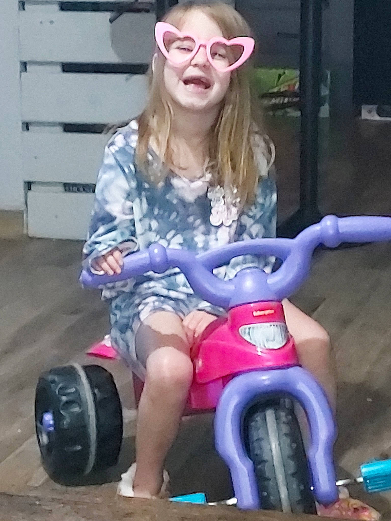 Katelyn joined the competition — help win amazing prizes! automotive_design, automotive_tire, beauty, cool, fun, hairstyle, happy, human_leg, leg, motor_vehicle, people, person, photograph, pink, riding_toy, smile, snapshot, thigh, tire, vehicle