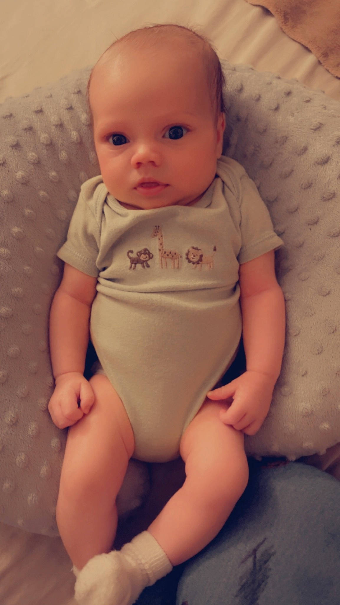 Zidas is registered to the contest to win money with this photo: baby, baby_toddler_clothing, cheek, chest, child, collar, comfort, facial_expression, finger, human_leg, iris, lip, neck, nose, person, pink, skin, sleeve, stomach, thigh