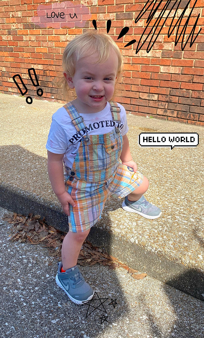 Levi joined the competition — help win amazing prizes! asphalt, blue, child, cool, denim, electric_blue, face, hairstyle, happy, people_in_nature, person, plaid, shorts, sleeve, smile, standing, street_fashion, summer, t_shirt, tartan