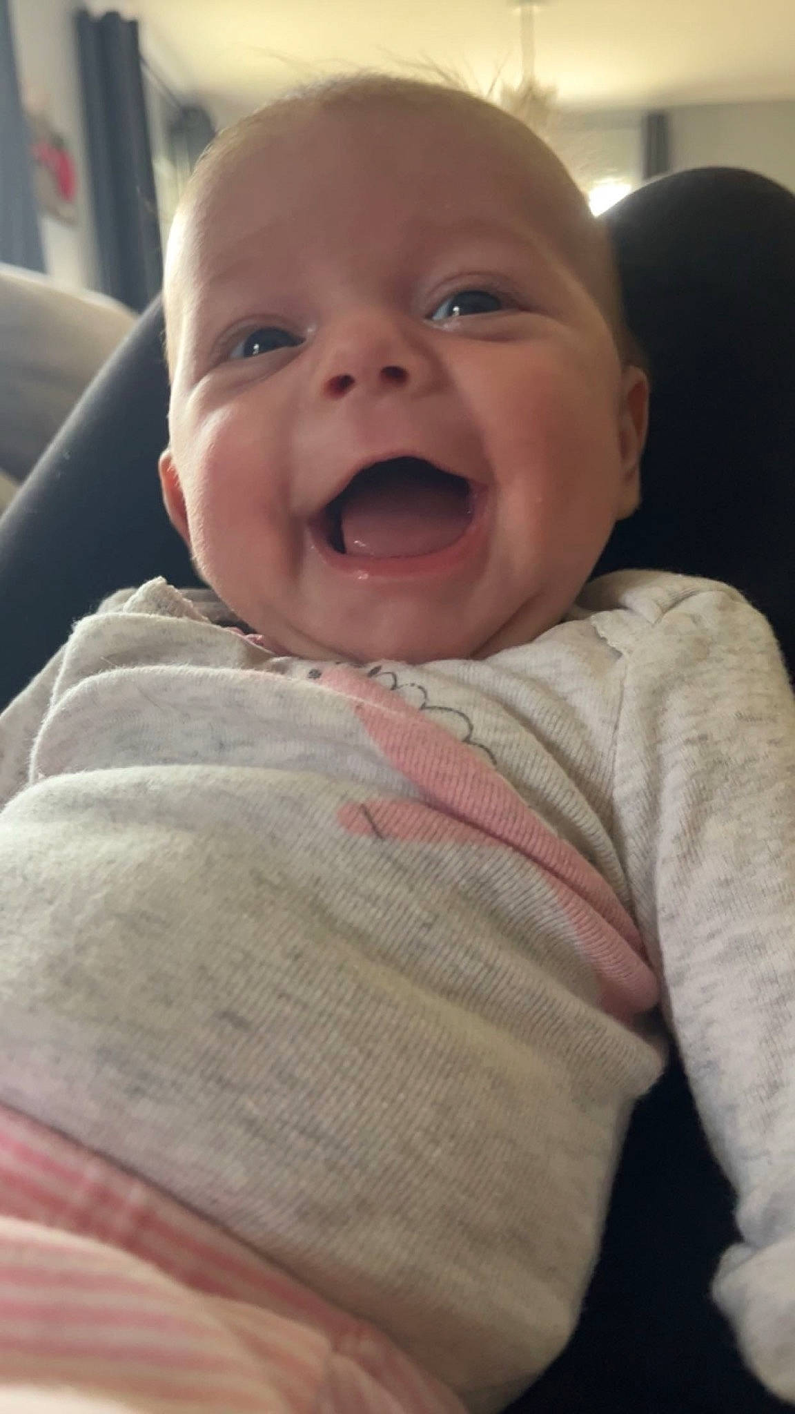 Raelynn joined the competition — help win amazing prizes! baby, baby_laughing, baby_toddler_clothing, cheek, child, chin, comfort, eyebrow, fun, happy, iris, lip, mouth, nose, person, sitting, skin, sleeve, smile, toddler