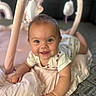 Savannah joined the competition — help win amazing prizes! baby, smiling, infant, blanket, baby_gym, toy, soft, cute, happy, face, child, laying, indoors, clothing, person, pink, skin, hand, floor, playtime