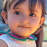 Elaya joined the competition — help win amazing prizes! child, toddler, face, portrait, outdoor, white_dress, sunglasses, curly_hair, young_child, cute, person, sunlight, daylight, skin, expression, eyes, head, clothing, background, innocent