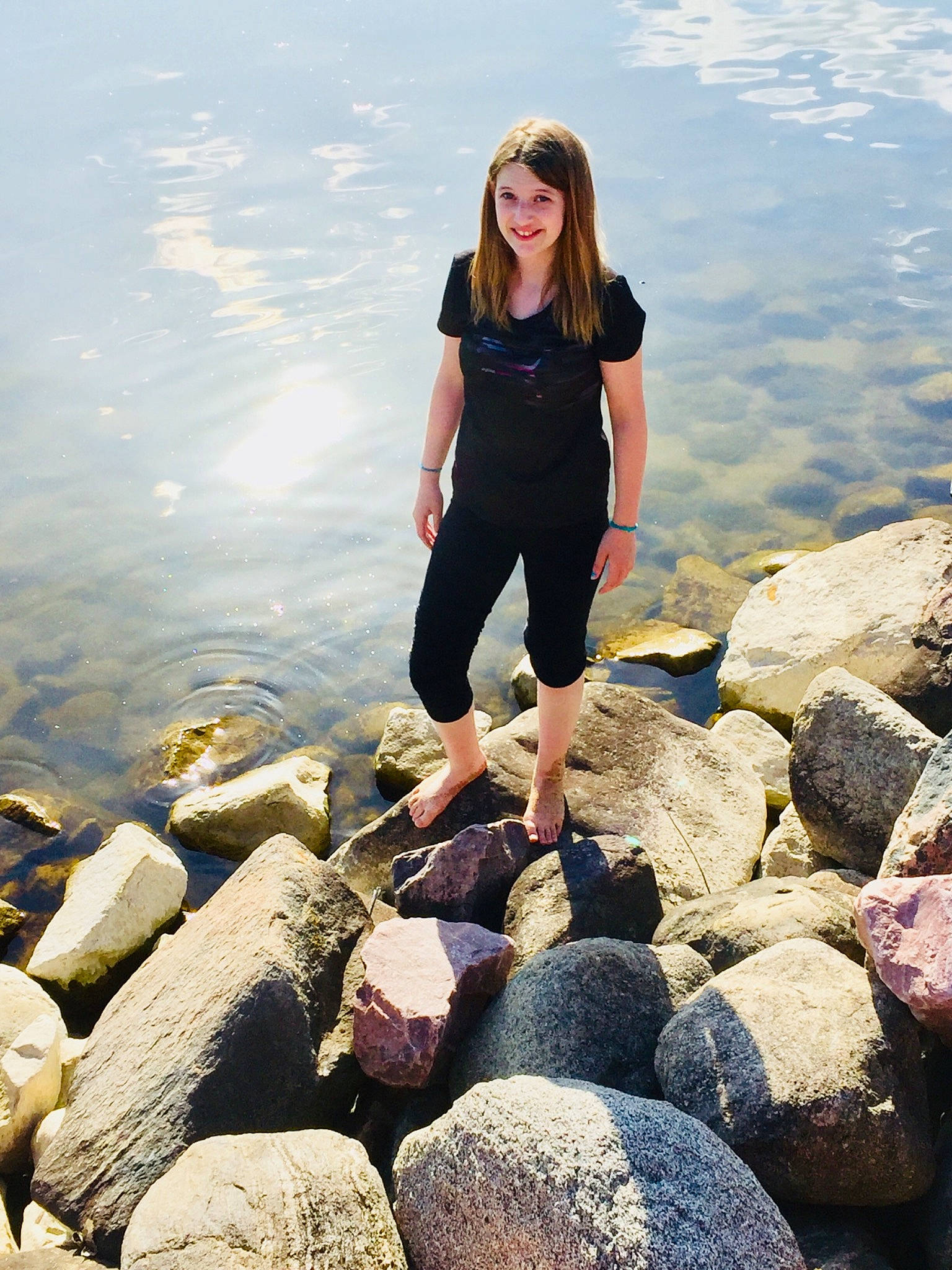 Abby is registered to the contest to win money with this photo: barefoot, beauty, fun, joy, leg, leisure, pebble, person, photo_shoot, photography, rock, sea, summer, tourism, travel, vacation, water