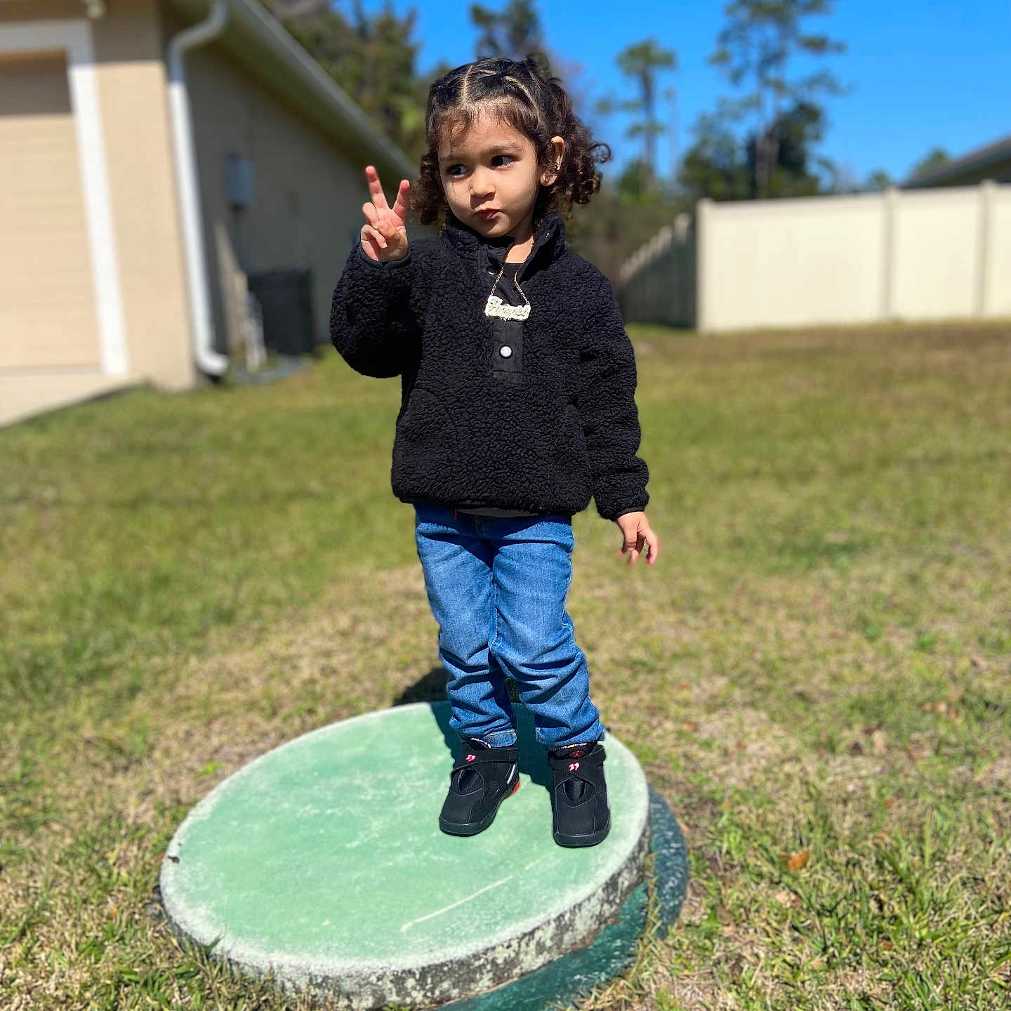 Phoenix is registered to the contest to win money with this photo: architecture, backyard, boy, building, child, clothing, face, grass, head, jeans, nature, outdoors, pants, person, photography, plant, portrait, shelter, tree, yard