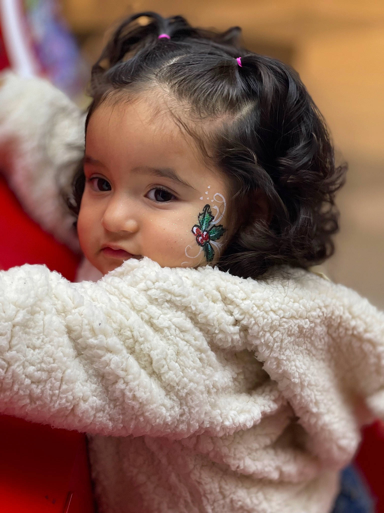 Ariah joined the competition — help win amazing prizes! black_hair, cheek, child, chin, close_up, eyelash, face, fur, fur_clothing, goggles, hair, hand, happy, head, iris, lip, nose, person, skin, toddler