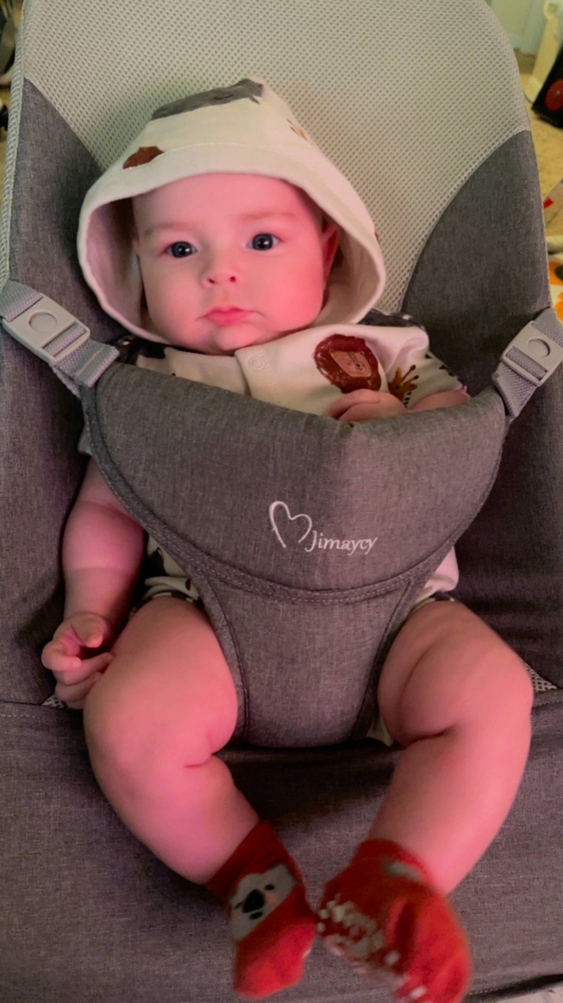 Carter is registered to the contest to win money with this photo: baby, baby_carriage, baby_safety, baby_toddler_clothing, beauty, black, cap, cheek, child, comfort, facial_expression, finger, headgear, headwear, people, person, pink, product, skin, sleeve