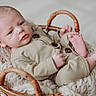 baby, newborn, infant, basket, blanket, clothing, cute, feet, face, hand, portrait, soft, sleepy, cozy, wooden, woven, indoor, child, newborn_baby, resting