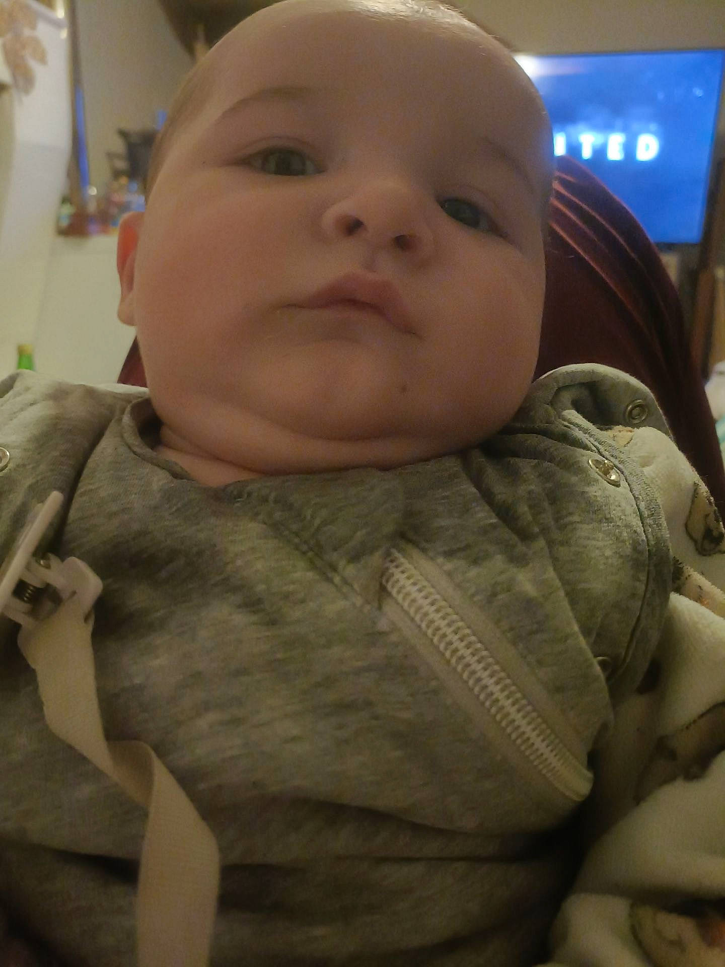 Nolan participe au concours pour gagner de l'argent avec cette photo : baby, baby_toddler_clothing, cheek, child, chin, comfort, ear, eyebrow, forehead, happy, iris, lip, mouth, neck, nose, person, sitting, skin, sleeve, thumb