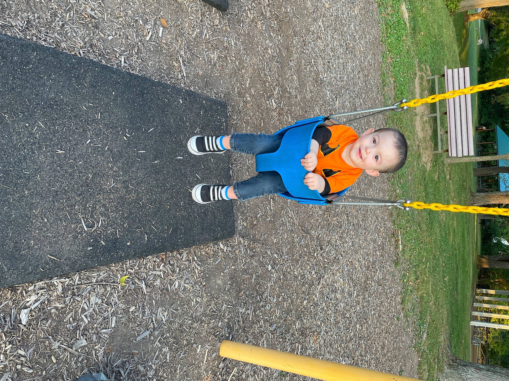 Giovanni is registered to the contest to win money with this photo: asphalt, child, city, concrete, electric_blue, fun, grass, joy, leisure, person, plant, recreation, road, road_surface, shadow, sidewalk, tar, toddler, toy, walking_shoe