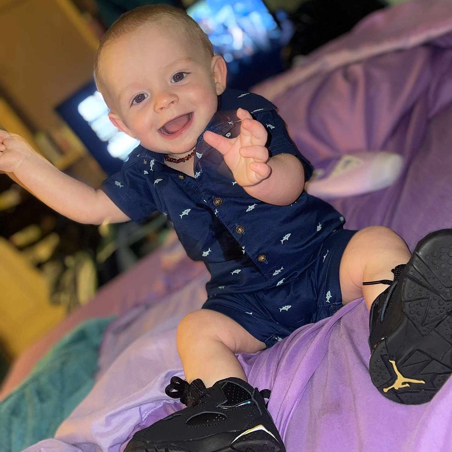 Layton joined the competition — help win amazing prizes! accessories, baby, babylaughing, clothing, computerhardware, electronics, face, footwear, furniture, happy, hardware, head, monitor, person, photography, portrait, screen, shoe, sitting, sleeve