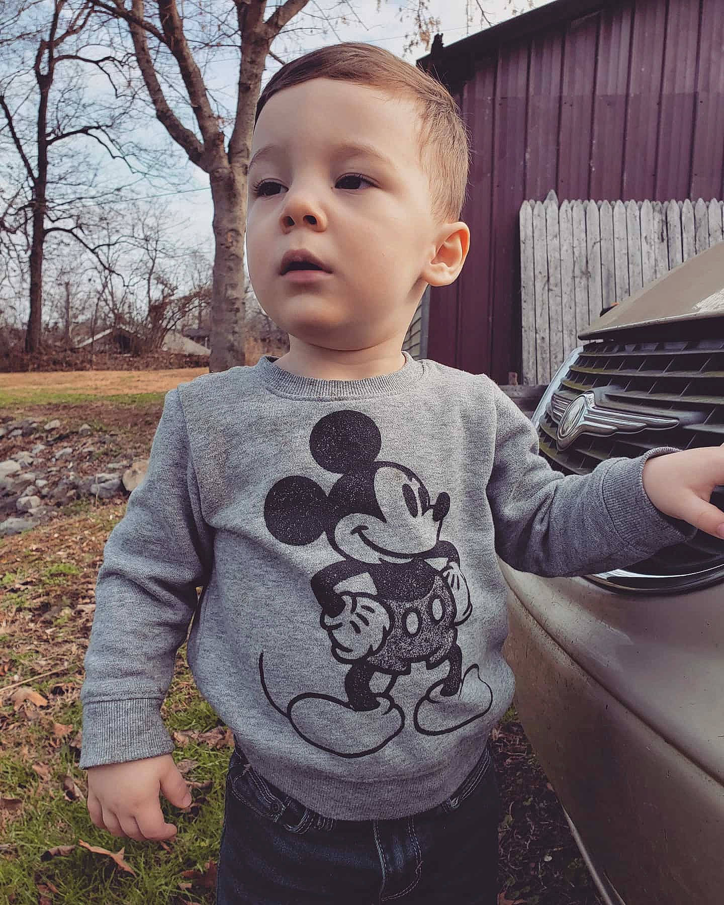 Parker joined the competition — help win amazing prizes! baby, child, cool, head, jacket, outerwear, person, plant, shirt, sleeve, t_shirt, toddler, top, tree