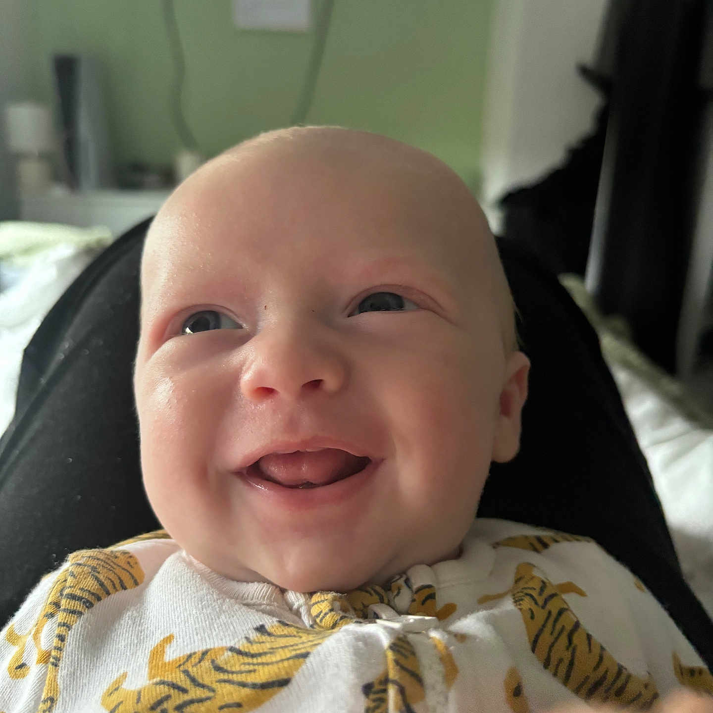 Finley joined the competition — help win amazing prizes! baby, babylaughing, bodypart, computerhardware, cushion, electronics, face, finger, hand, happy, hardware, head, homedecor, monitor, newborn, person, photography, portrait, screen, smile