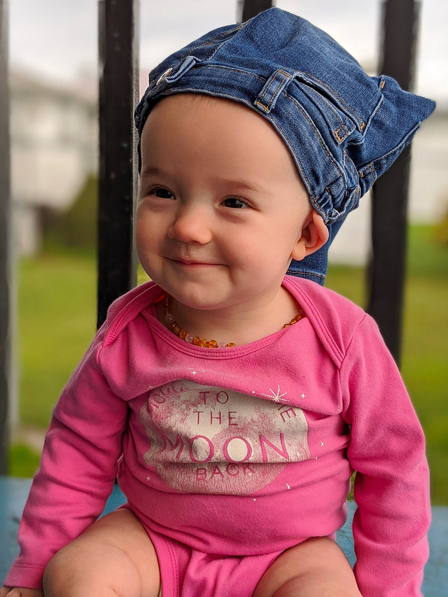 Mckynlee joined the competition — help win amazing prizes! baby, baby_toddler_clothing, beauty, cheek, child, eye, face, grass, happy, head, headgear, joy, lip, people, person, photography, pink, sitting, skin, smile