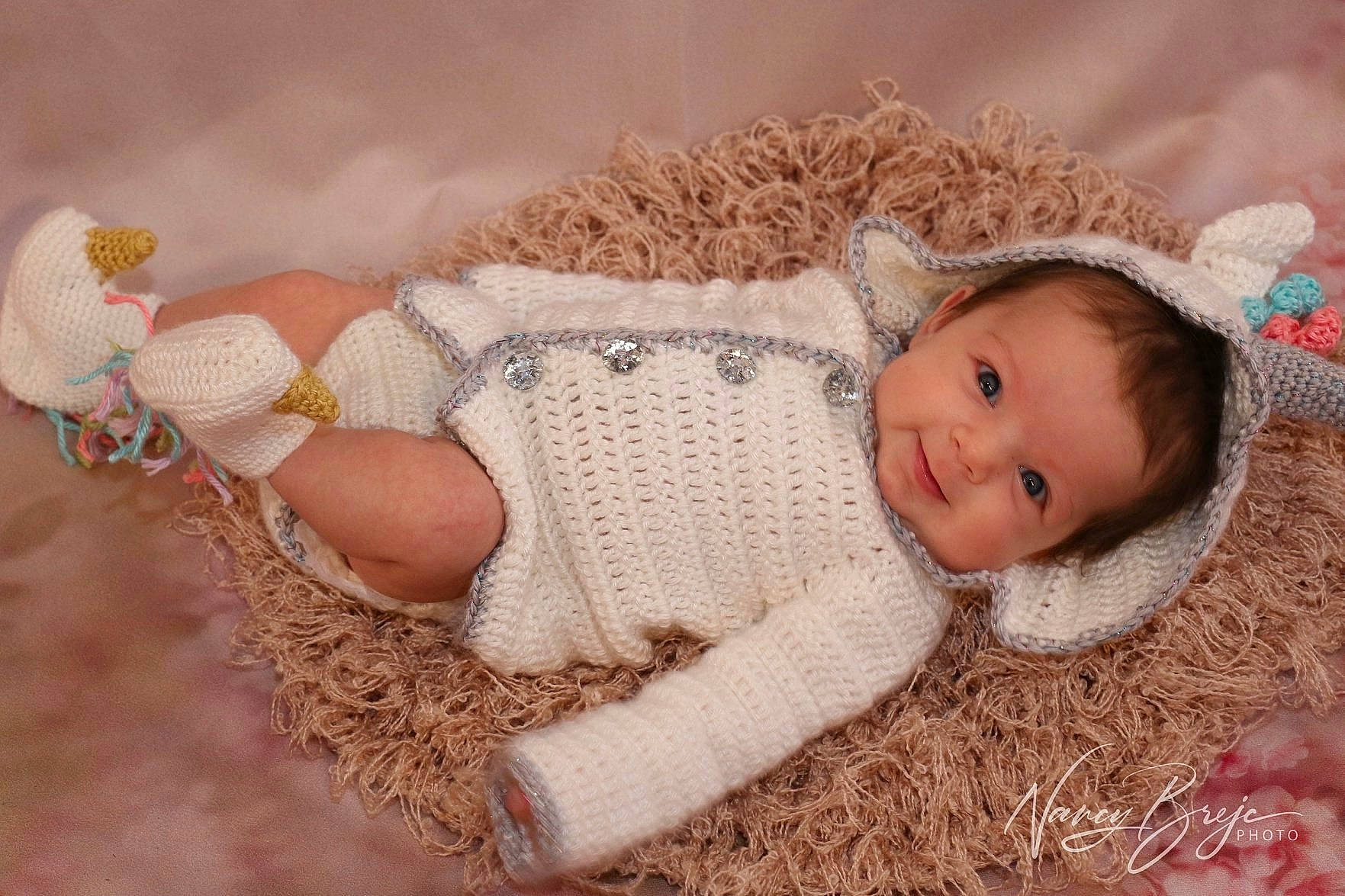 Clementine joined the competition — help win amazing prizes! baby, baby_sleeping, child, crochet, fur, knitting, person, skin, toddler, wool