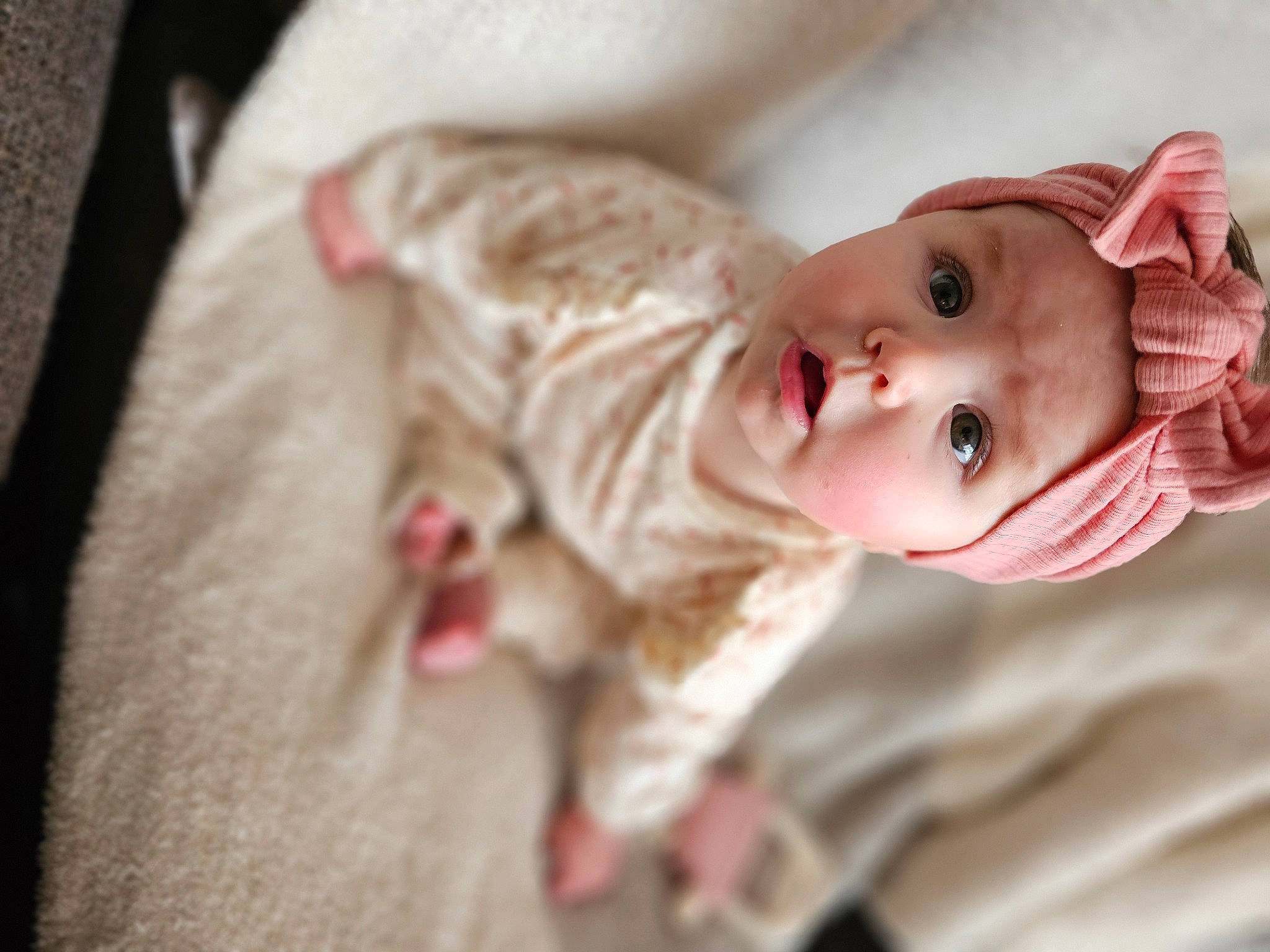 Bennit joined the competition — help win amazing prizes! baby, baby_toddler_clothing, cheek, close_up, comfort, dress, ear, eye, eyelash, face, happy, headwear, human_body, iris, linens, lip, nose, person, pink, skin