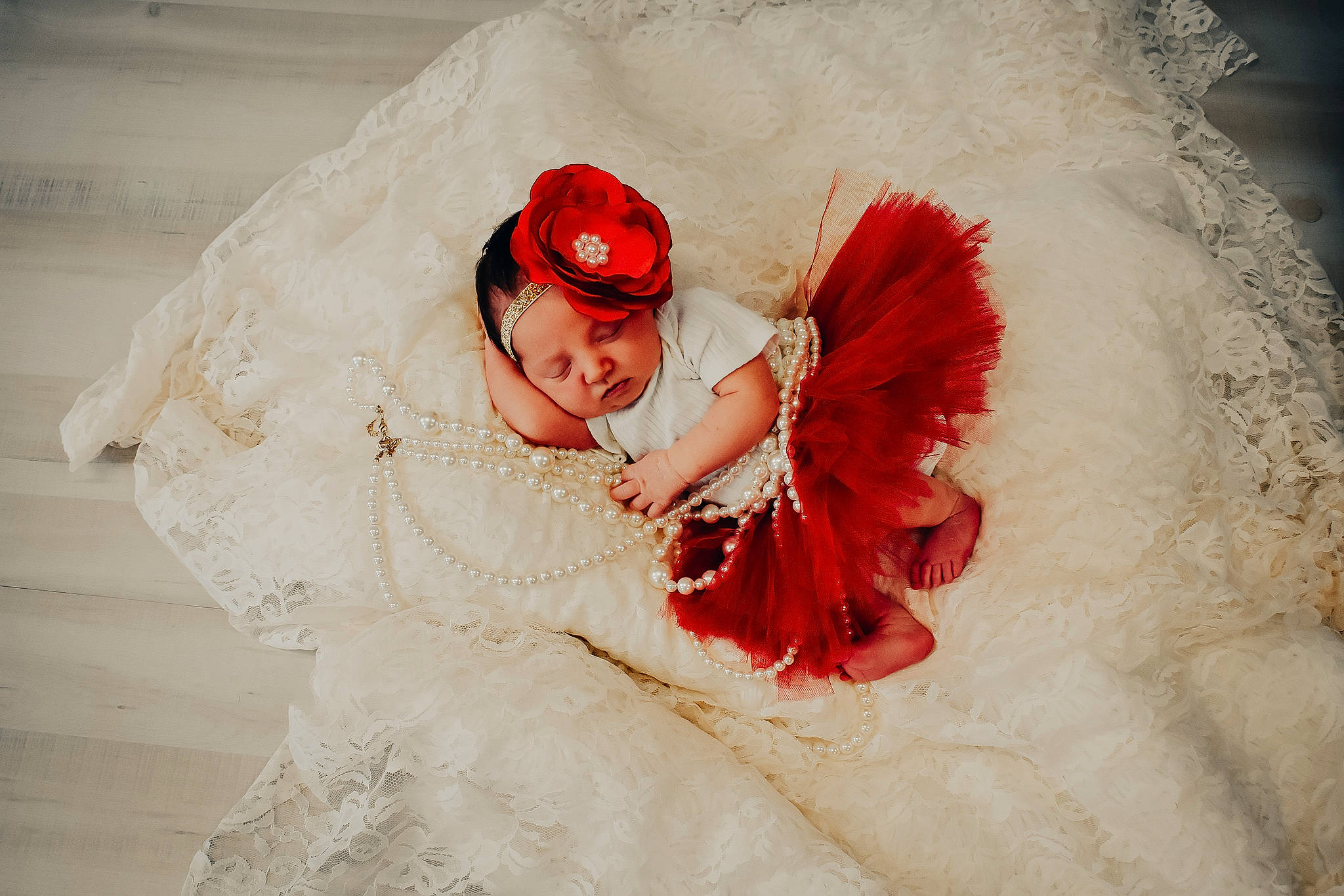 Ensley joined the competition — help win amazing prizes! baby, baby_toddler_clothing, beauty, dress, embellishment, event, eye, fashion_design, flash_photography, fur, happy, headgear, headwear, human_body, magenta, peach, person, petal, pink, smile