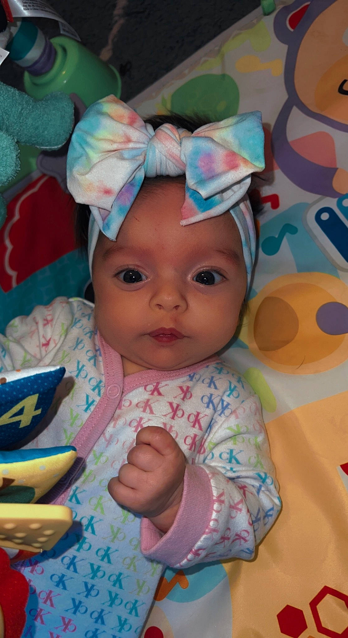 Luciana joined the competition — help win amazing prizes! baby, baby_products, baby_toddler_clothing, cap, cheek, child, costume_hat, dress, fashion_accessory, fun, happy, hat, headwear, linens, nose, party_hat, pattern, person, pink, skin