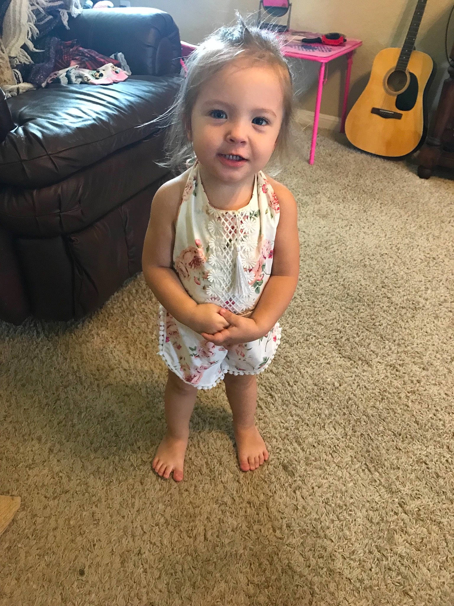 Jordyn is registered to the contest to win money with this photo: baby, barefoot, child, floor, flooring, foot, fun, leg, person, play, sitting, skin, smile, toddler