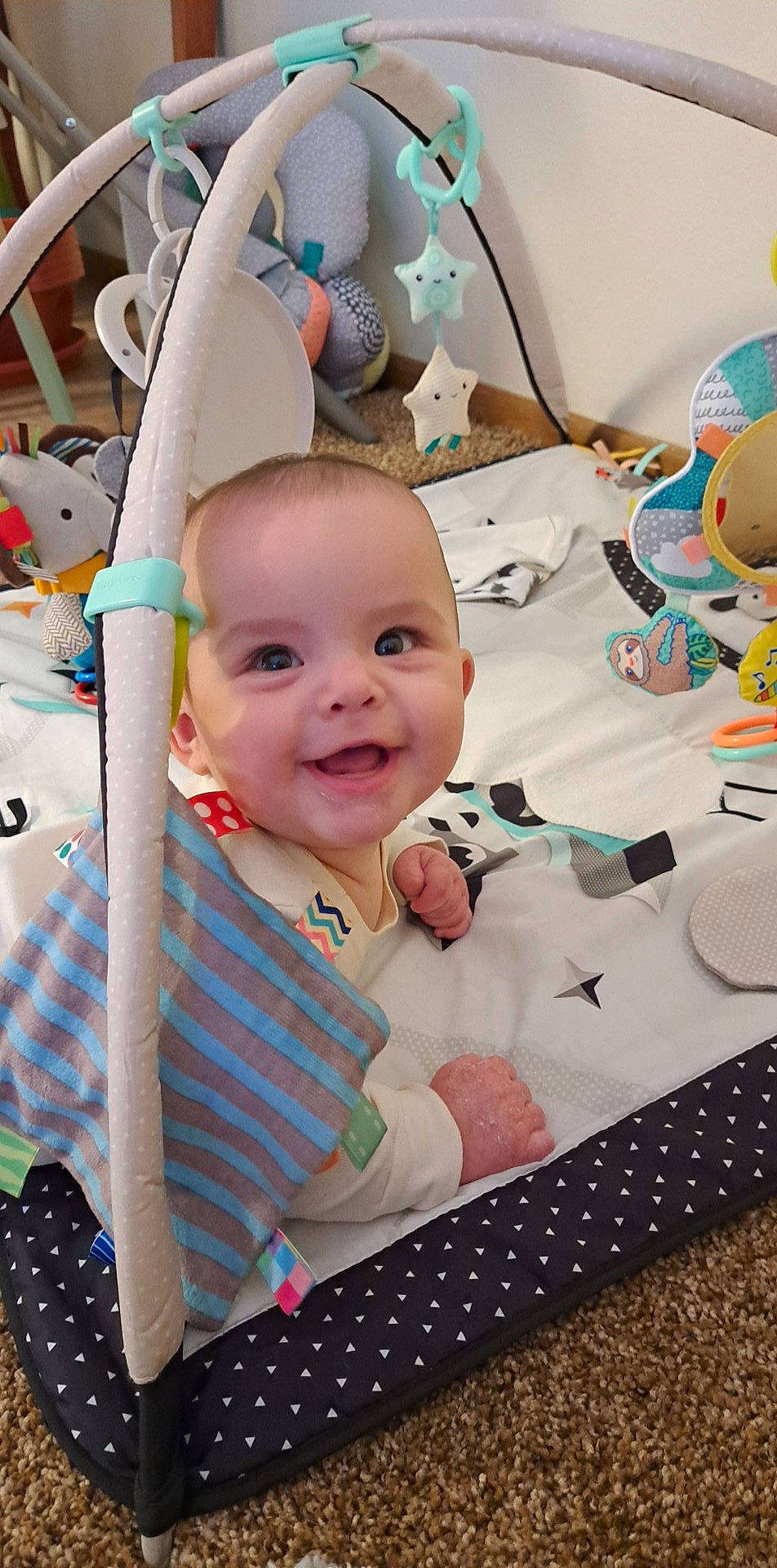 Michael joined the competition — help win amazing prizes! baby, baby_products, baby_safety, baby_toddler_clothing, blue, cheek, child, event, fun, happy, iris, joy, linens, pattern, person, pink, product, skin, smile, textile