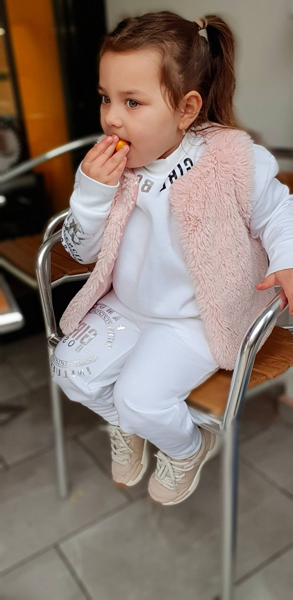 Elisa joined the competition — help win amazing prizes! baby, beauty, child, child_model, clothing, daughter, joint, leg, outerwear, person, shoe, sitting, sleeve, smile, toddler